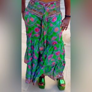 Green print flowy pants worn once.